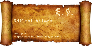 Rémai Vilmos névjegykártya